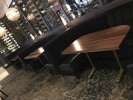 7200 40" OAH Blue Booths, 6" Vertical Channel Back: CSM - Robert Allen Navy Blazer, Standard Seat:CSM - Robert Allen Navy Face with blind seamed Prussian Seat Surface, 4" Wood Skirt & 8" Tapered Radiused Corner Faux Base, Recessed DuraBase, Tables, 1.75” Continuous Plank Walnut Tables. 7200 40" OAH Blue Booths, 6" Vertical Channel Back: CSM - Robert Allen Navy Blazer, Standard Seat:CSM - Robert Allen Navy Face with blind seamed Prussian Seat Surface, 4" Wood Skirt & 8" Tapered Radiused Corner Faux Base, Recessed DuraBase, Tables, 1.75” Continuous Plank Walnut Tables.